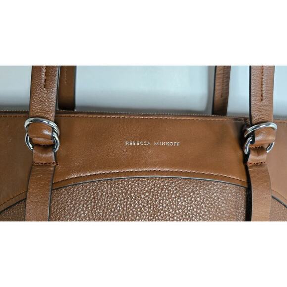 Rebecca Minkoff Signature Top Zip Tote Bag Dk Luggage Cognac MSRP $358 - Picture 4 of 15